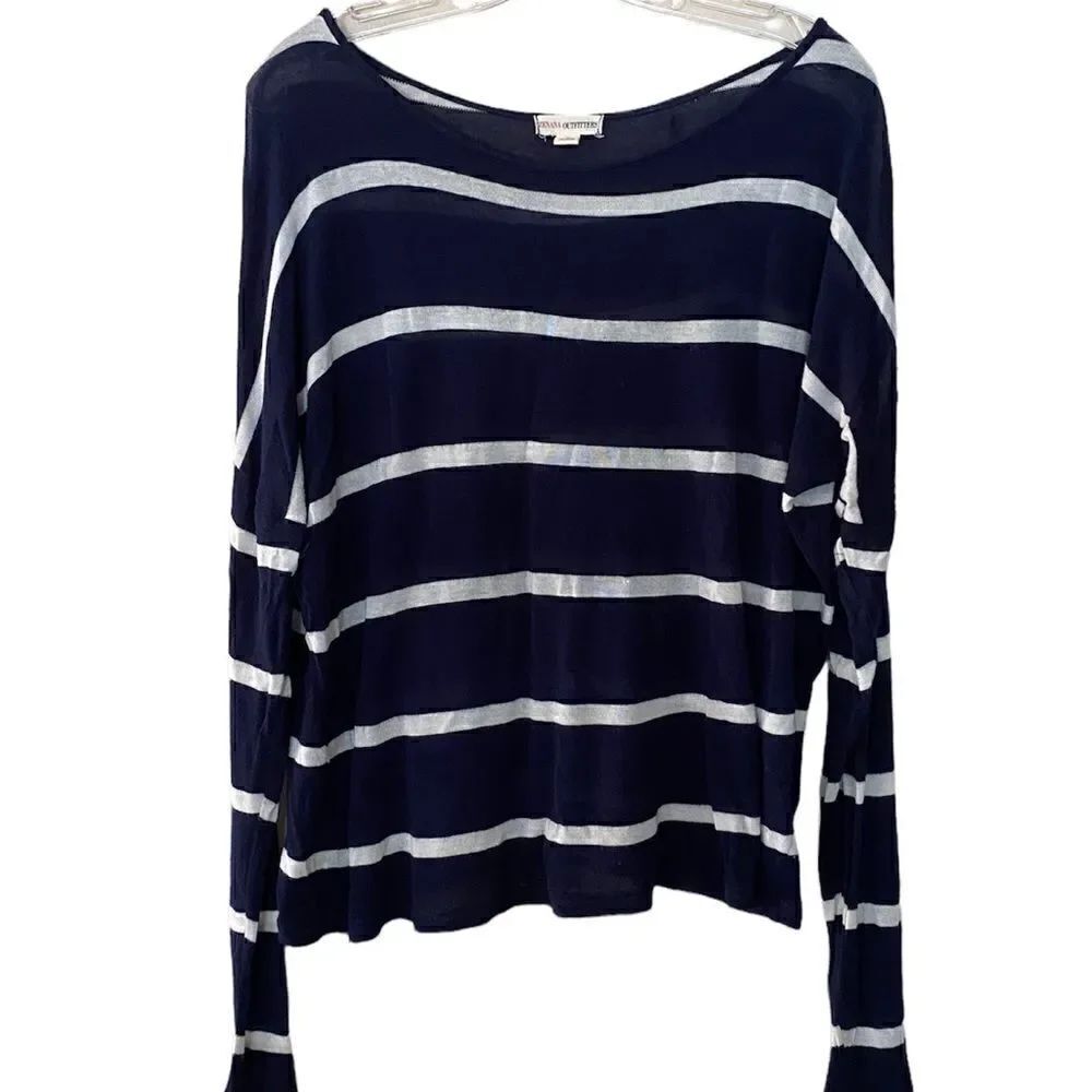 Zenana Outfitters Navy Striped Top